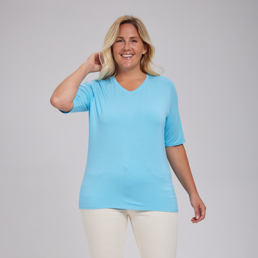 Womens Everyday Short Sleeve V-Neck Tee