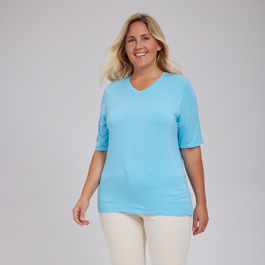 Womens Everyday Short Sleeve V-Neck Tee