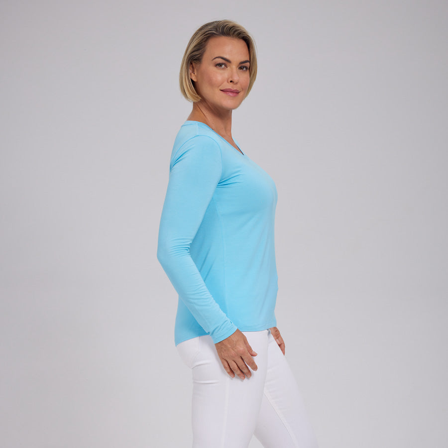 Womens Everyday Long Sleeve V-Neck Tee