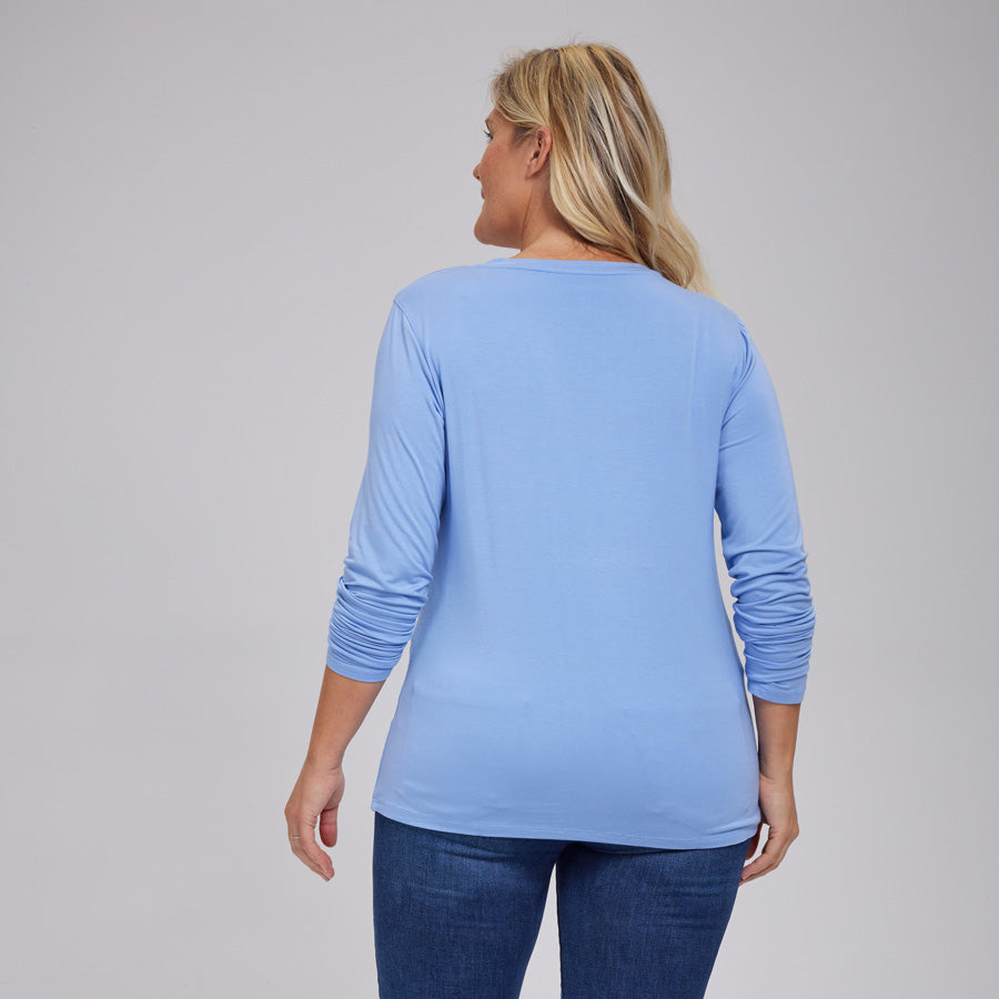 Womens Everyday Long Sleeve V-Neck Tee
