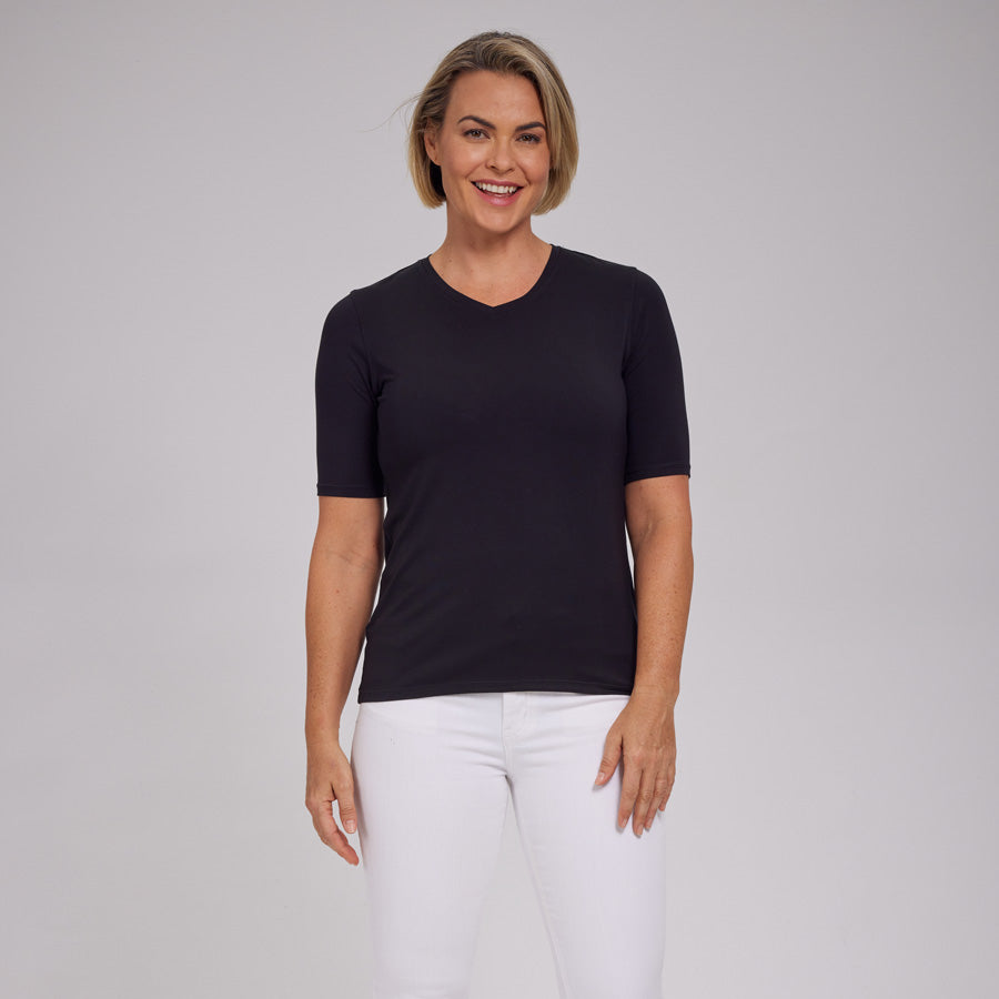 Womens Everyday Short Sleeve V-Neck Tee