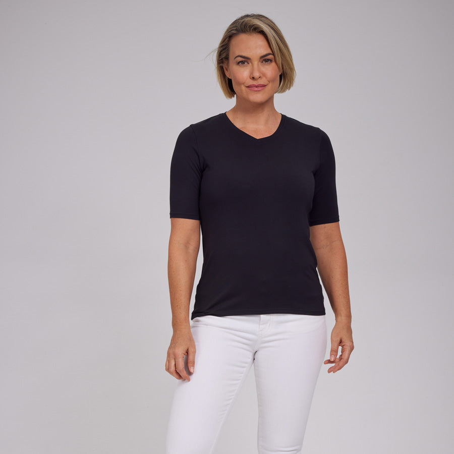 Womens Everyday Short Sleeve V-Neck Tee