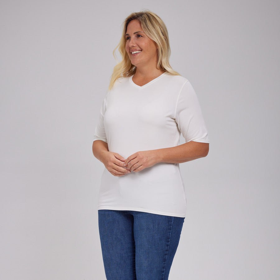 Womens Everyday Short Sleeve V-Neck Tee