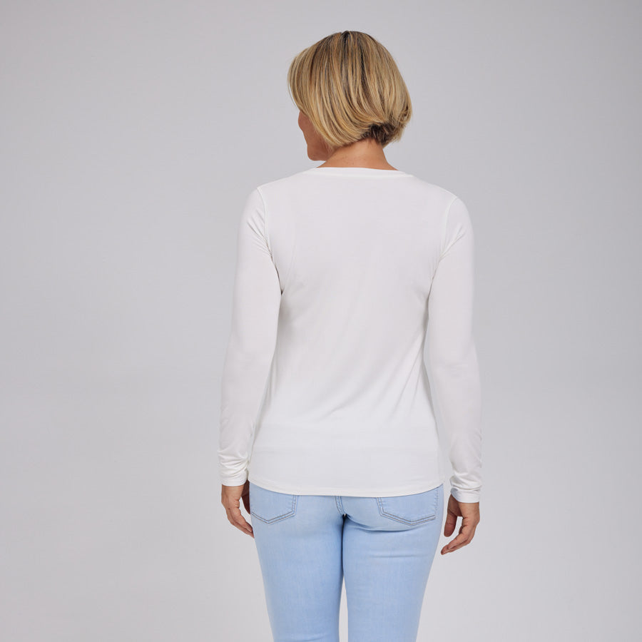 Womens Everyday Long Sleeve V-Neck Tee