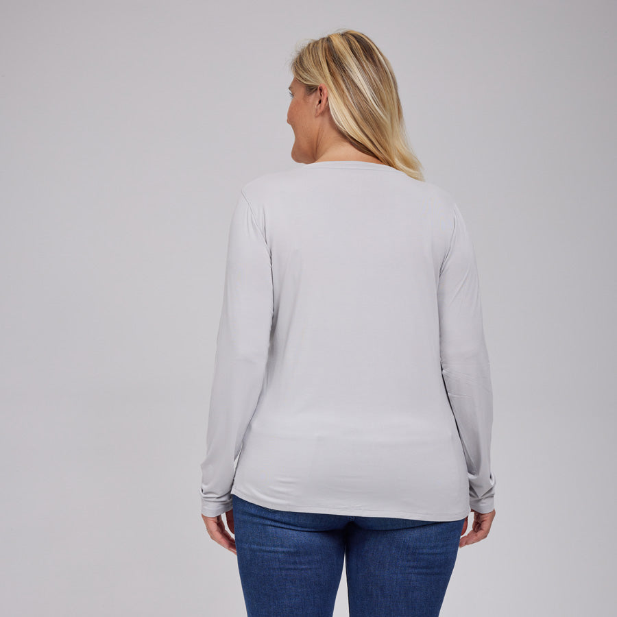 Womens Everyday Long Sleeve V-Neck Tee