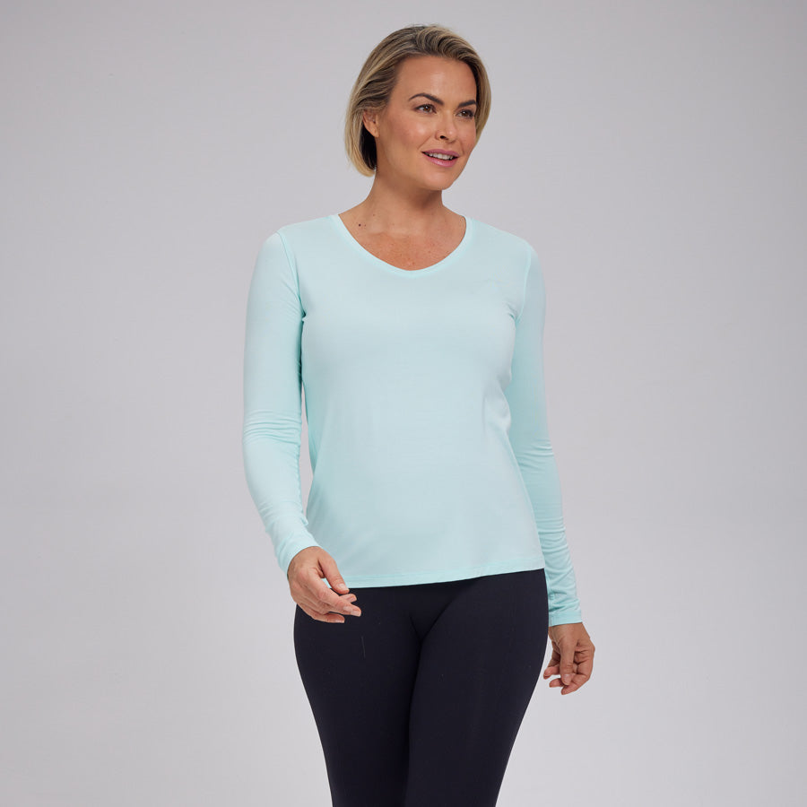 Womens Everyday Long Sleeve V-Neck Tee