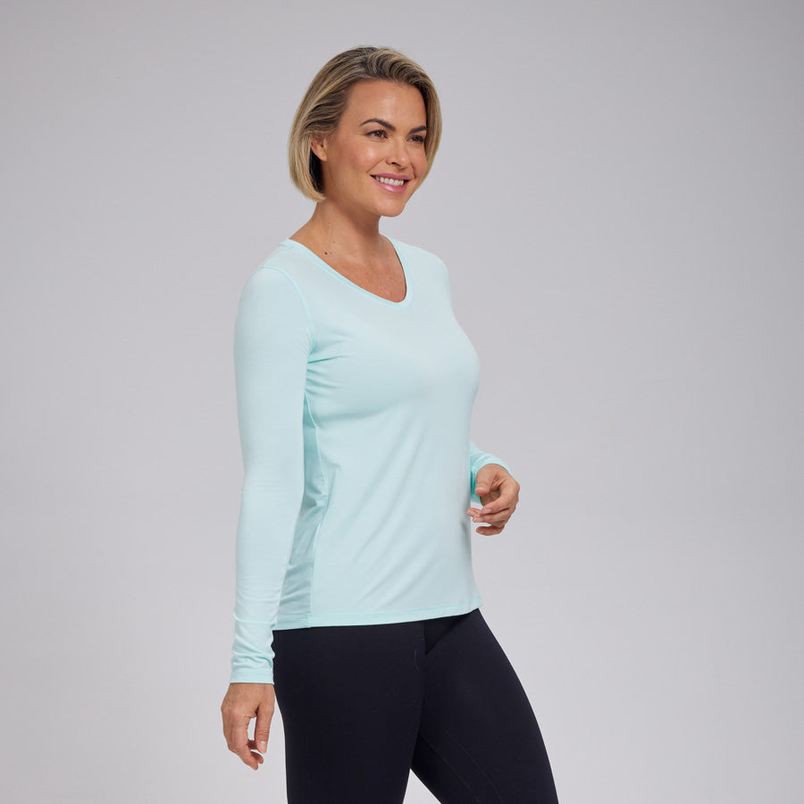 Womens Everyday Long Sleeve V-Neck Tee
