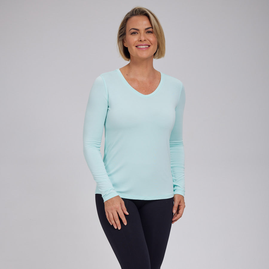 Womens Everyday Long Sleeve V-Neck Tee