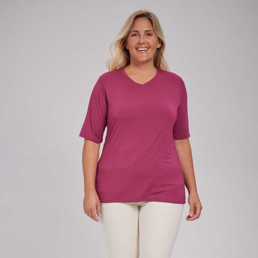 Womens Everyday Short Sleeve V-Neck Tee