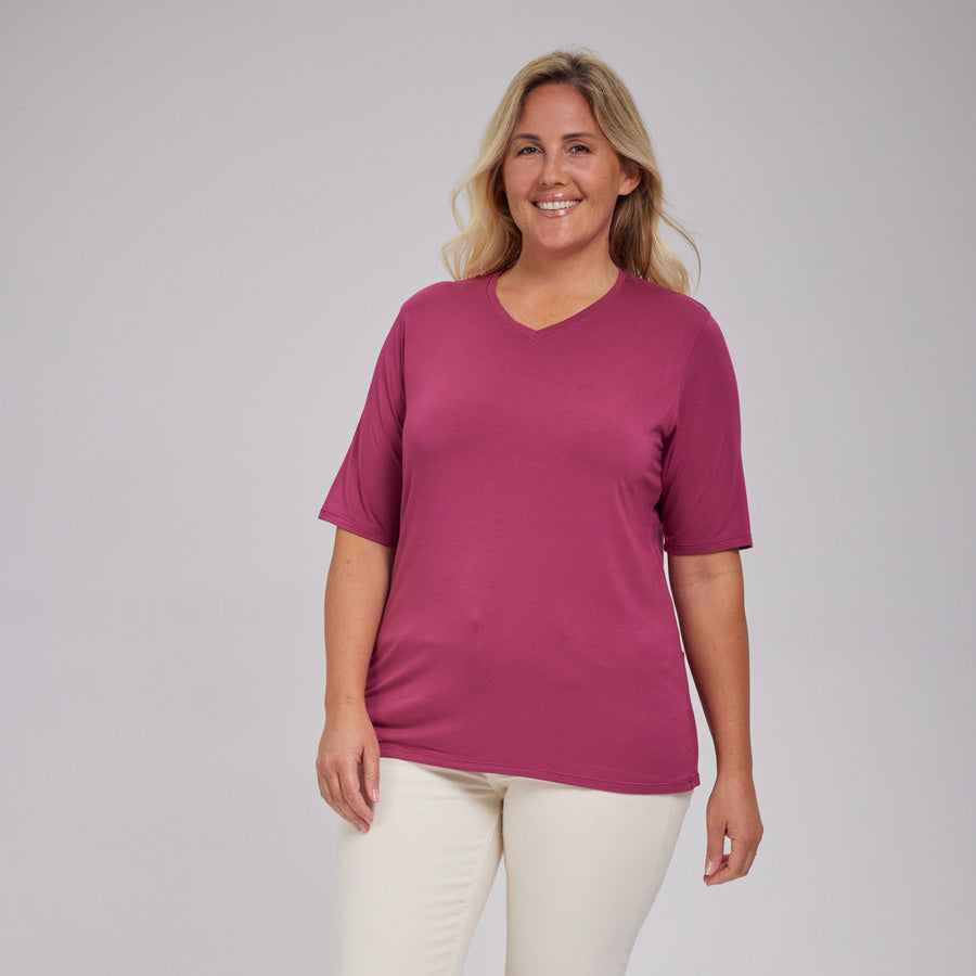 Womens Everyday Short Sleeve V-Neck Tee