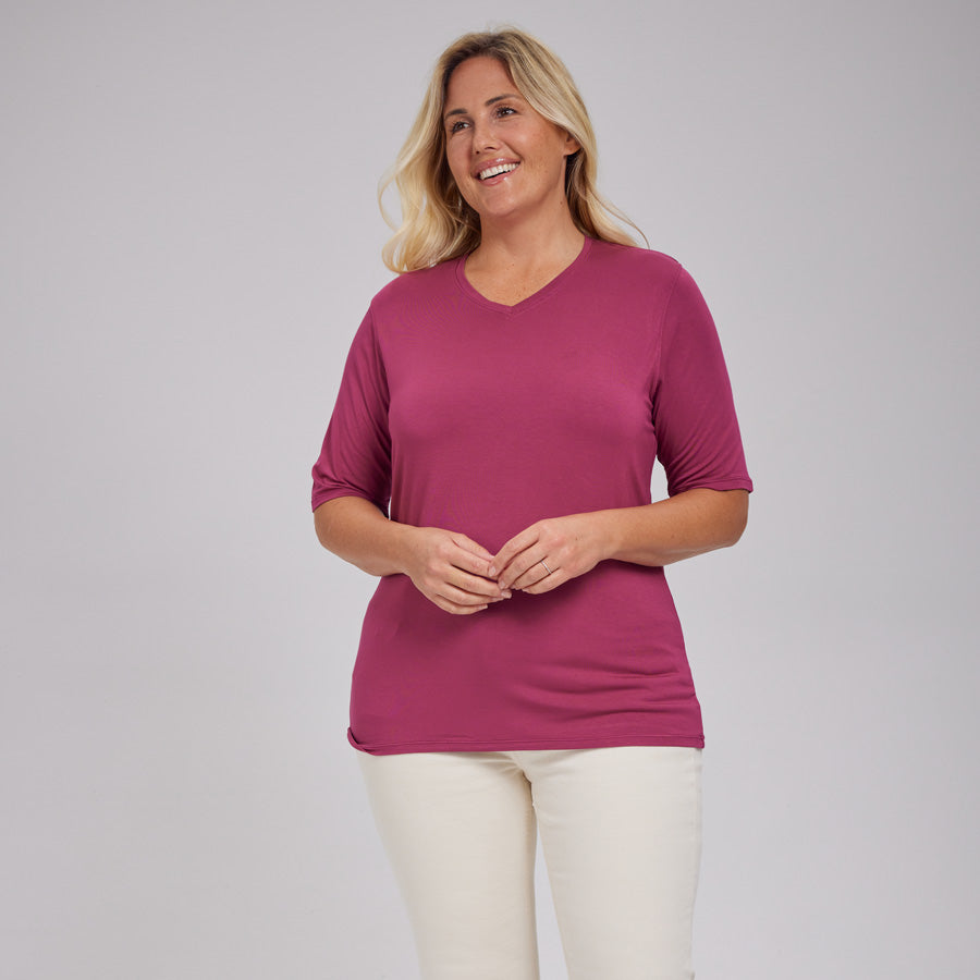 Womens Everyday Short Sleeve V-Neck Tee