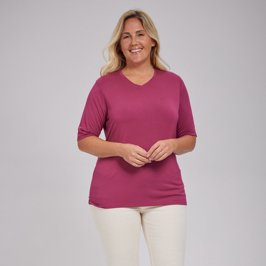 Womens Everyday Short Sleeve V-Neck Tee