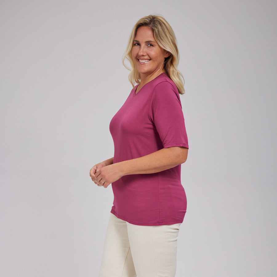 Womens Everyday Short Sleeve V-Neck Tee