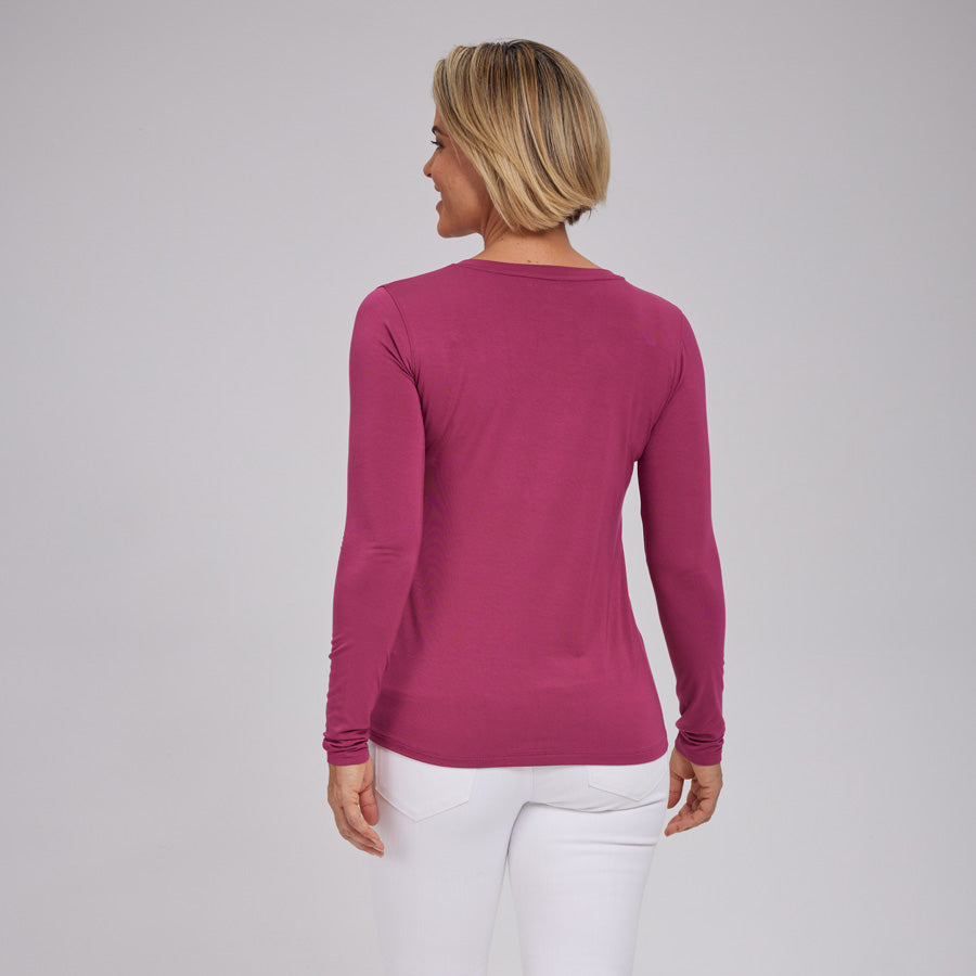 Womens Everyday Long Sleeve V-Neck Tee