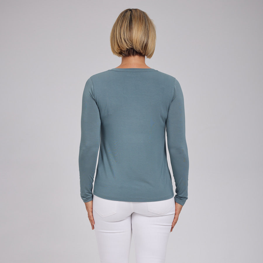 Womens Everyday Long Sleeve V-Neck Tee