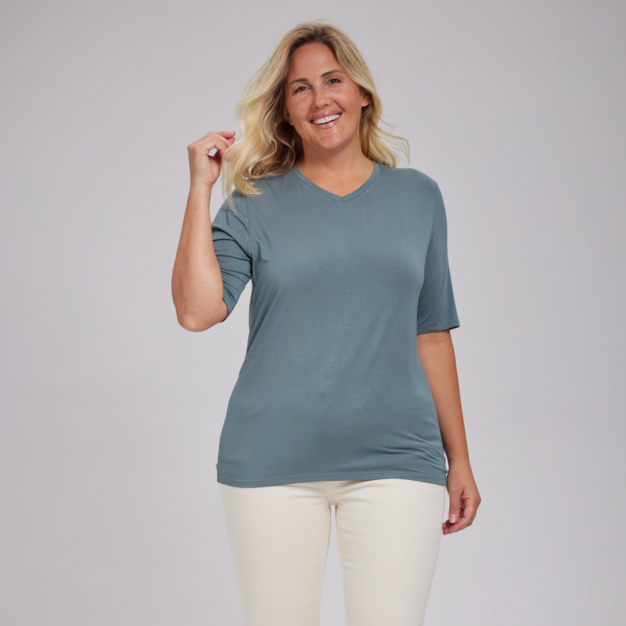 Womens Everyday Short Sleeve V-Neck Tee
