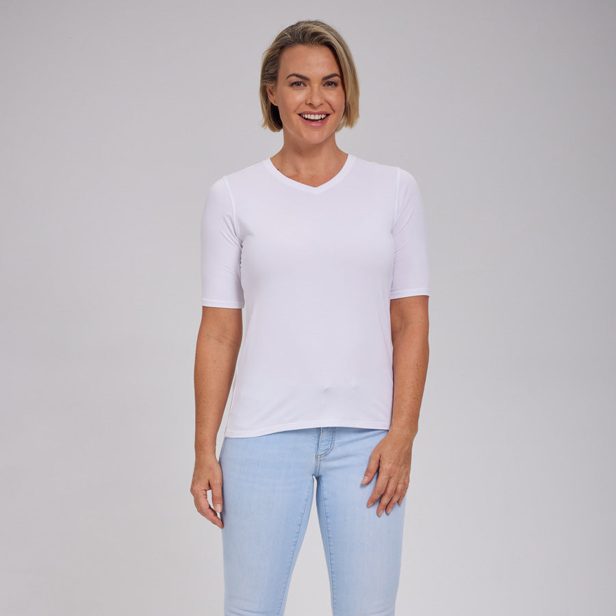 Womens Everyday Short Sleeve V-Neck Tee
