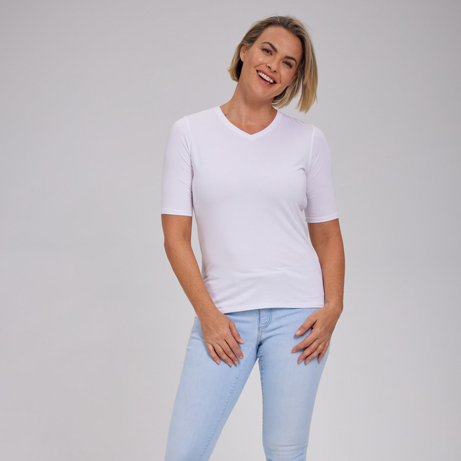 Womens Everyday Short Sleeve V-Neck Tee