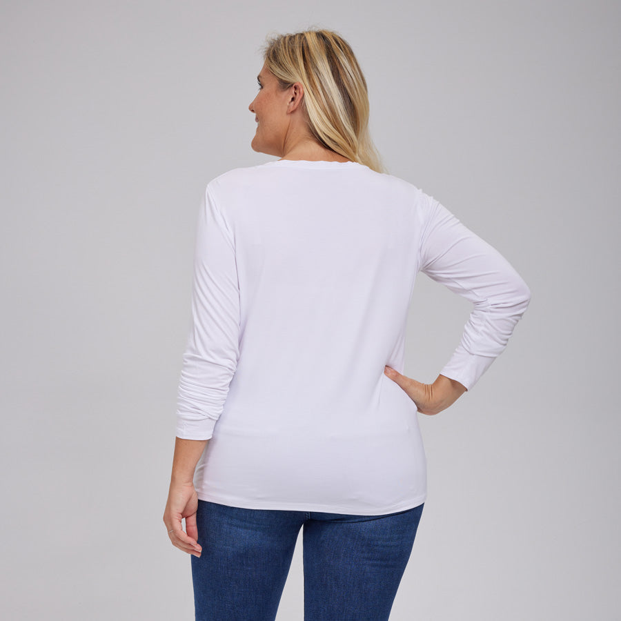 Womens Everyday Long Sleeve V-Neck Tee